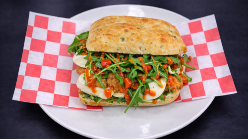 Focaccia with Breaded Chicken Milanese and Mozzarella